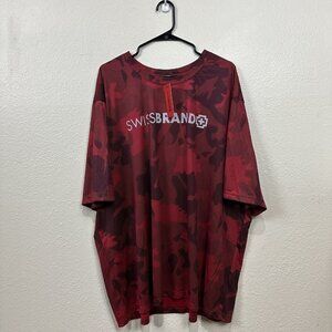 Swiss Brand Men’s 2x Red Camo 100% Polyester Tshirt NWT